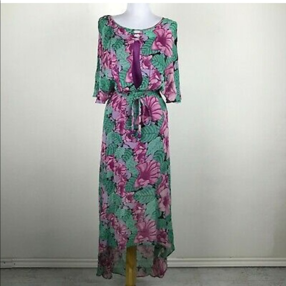 Leifnotes Hibiscus Midi Chiffon dress - Picture 1 of 4